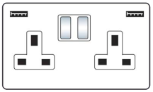 Hamilton Sheer CFX Primed White 8WPCSS2USBCWH-W Switched Double Socket USB+C 2G DP Wh/Wh
